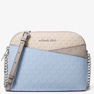 Michael Kors Medium Dome Jet Set Travel Color-Block Signature Logo Crossbody Bag